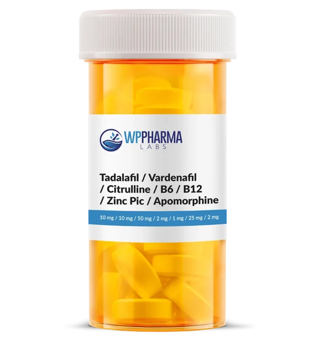 Tadalafil Vardenafil Citrulline B6 B12 Zinc Picolinate Apomorphine (EDPro PRN)