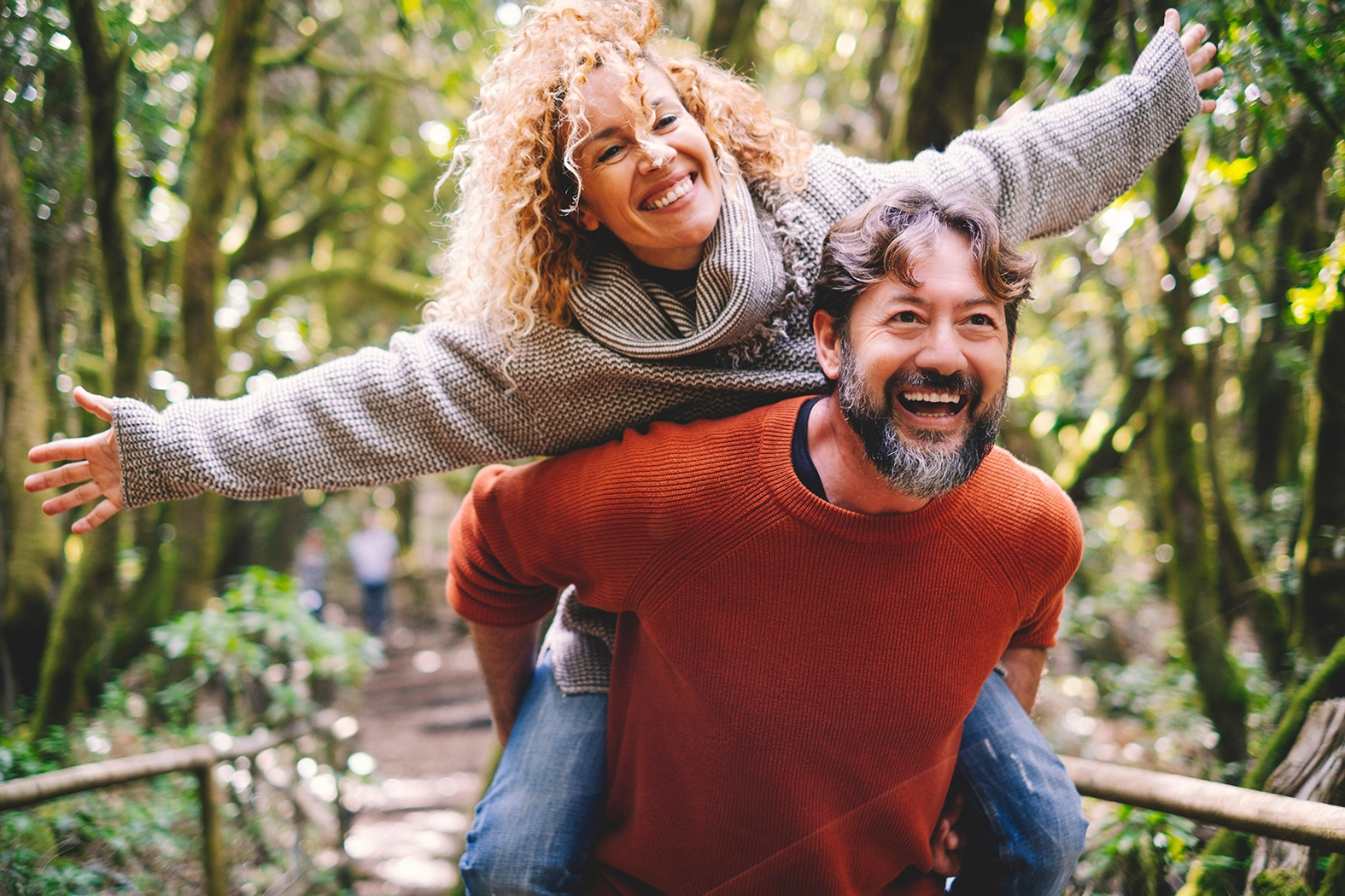 couple outdoor hanging and being happy