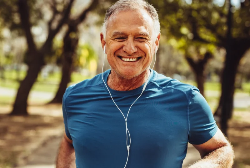 senior man doing exercises outdoor
