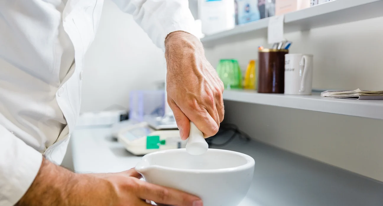 pharmacist working on a compounding pharmacy